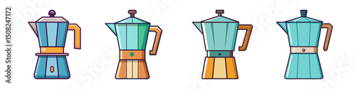 Coffee Maker Flat Illustration Simple Kitchen Appliance Vector in Flat Style