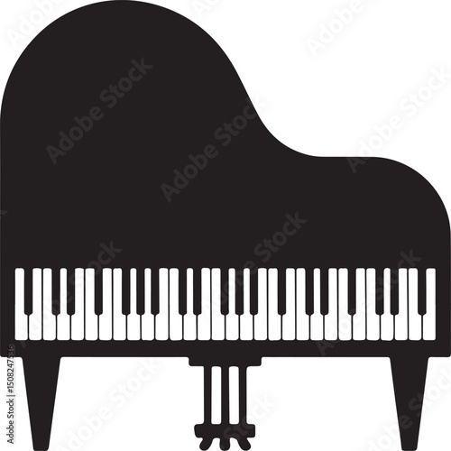 Grand Piano Musical Instrument Black Silhouette vector 