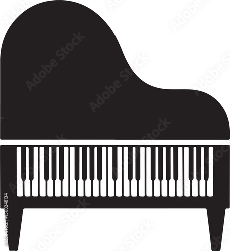 Grand Piano Musical Instrument Black Silhouette vector 