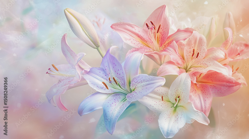 watercolor botanical Lilly flowers texture template background.Elegant wedding invitation card background . Minimal hand painted Design for wedding or Valentine's Day watercolor botanical Lilly flowers texture template background.Elegant wedding invitation card background . Minimal hand painted Design for wedding or Valentine's Day