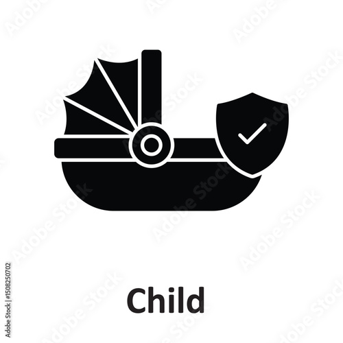 Child insurance baby stroller :Vector Icon which can easily modify or edit