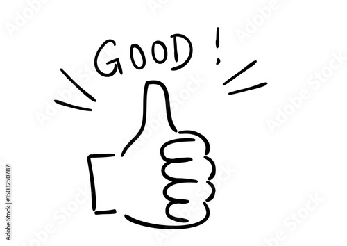 Fotomural 手書き風の手のイラスト　サムズアップ　白塗り