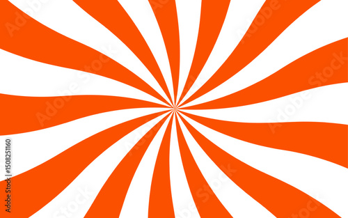 Abstract high-energy background with radial burst pattern and alternating curved rays. Smooth, wavy orange rays spiraling outward from a central point. Motion and depth, evoking a retro, playful