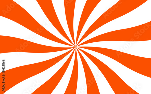 Abstract high-energy background with radial burst pattern and alternating curved rays. Smooth, wavy orange rays spiraling outward from a central point. Motion and depth, evoking a retro, playful
