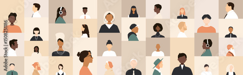 Icons of different people. Modern design.	