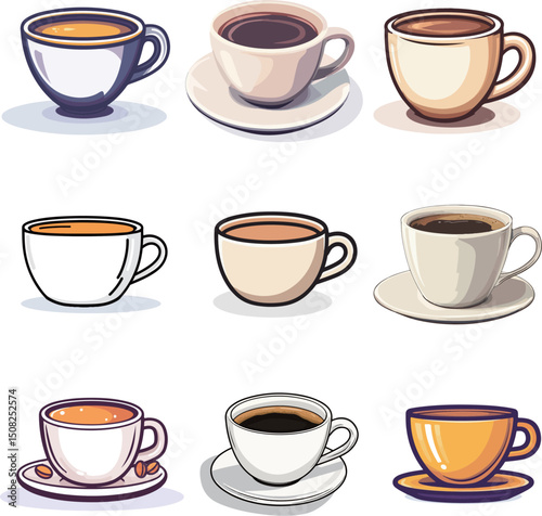 Cartoon coffee illustration material
