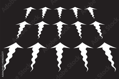 Set of blue arrow showing wind air flow isolated on white background, air direction signs. eps 10.