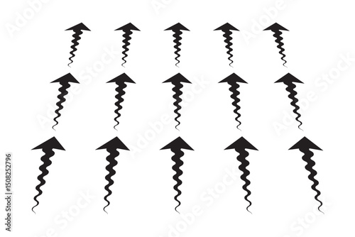 Set of blue arrow showing wind air flow isolated on white background, air direction signs. eps 10.