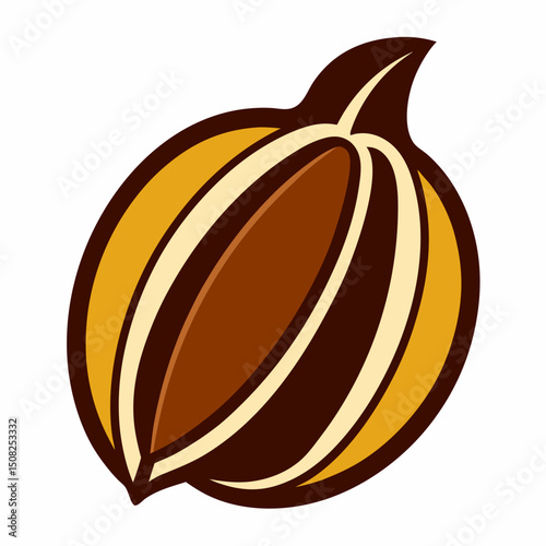Cacao beans vector icon on white background.