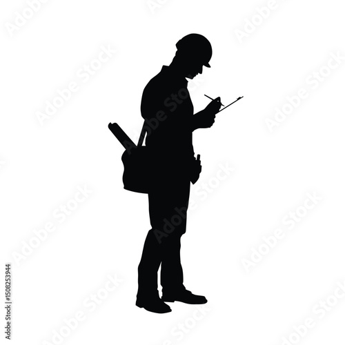 Silhouette of a Working Professional Holding a Clipboard for Notes