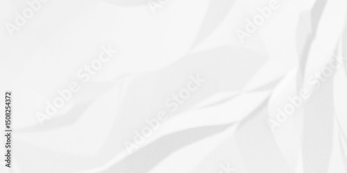 Rough wrinkled textured in white paper. White crumpled paper Blank white crumpled and creased paper poster.	