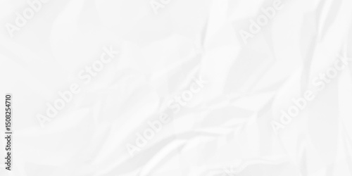 Rough wrinkled textured in white paper. White crumpled paper Blank white crumpled and creased paper poster.	
