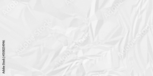 Rough wrinkled textured in white paper. White crumpled paper Blank white crumpled and creased paper poster.	