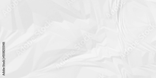 Rough wrinkled textured in white paper. White crumpled paper Blank white crumpled and creased paper poster.	