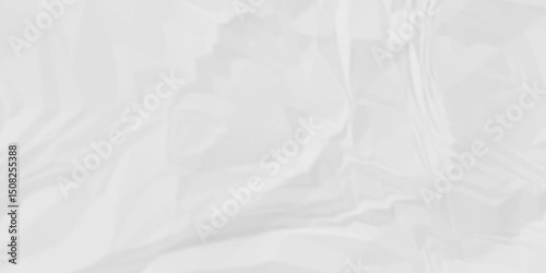Rough wrinkled textured in white paper. White crumpled paper Blank white crumpled and creased paper poster.	