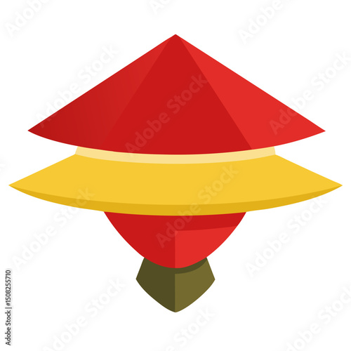 Asian conical hat vector icon on white background.