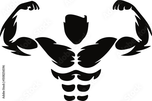 muscular man icon, flexing bicep silhouette, strong man vector, muscle silhouette, man flexing arm, bodybuilder silhouette