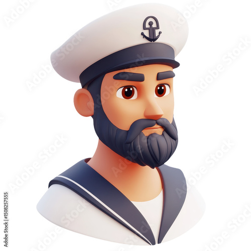 Nautical Sailor Character: A Cartoon Seaman with Anchor Hat, Ready for a Voyage on the Sea. Perfect for Maritime Designs and Nautical Adventures