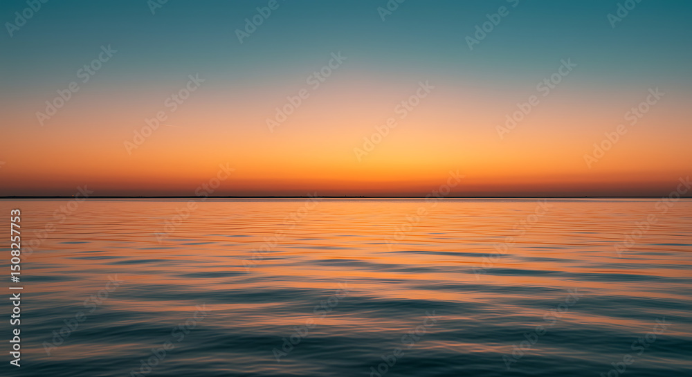 Obraz premium Serene Sunset over Calm Ocean Water Tranquil Evening Seascape