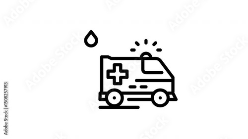 icon line motion graphic ambulance emergency