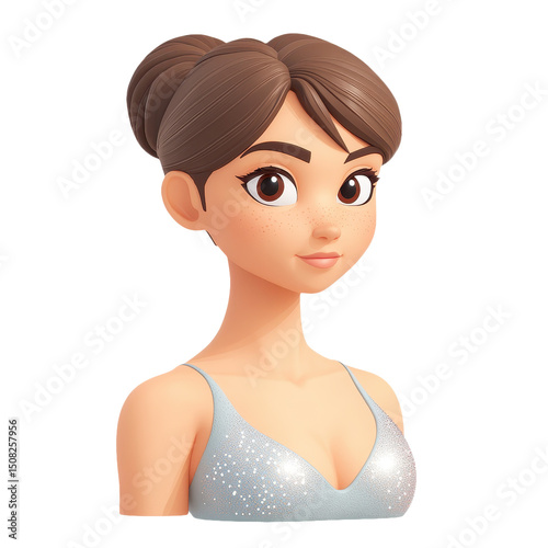 Stylish Woman Portrait: A Charming Digital Art Depiction of Youth, Beauty, and Elegance with Modern Design, Chic Style, and Feminine Grace
