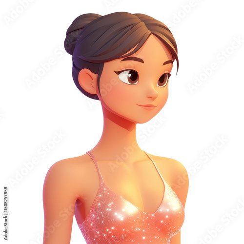 Glamorous Woman in Glittering Dress: A Stylish Portrait of Elegance and Beauty, Radiating Charm and Grace with Youthful Appeal and Chic Fashion Sense