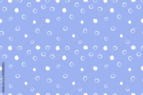 Light seamless polka dot pattern on blue background. Abstract spots. For backgrounds, wallpapers, textiles, packaging, and  website.
