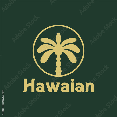 HAWAIAN PALM LOGO DESIGN VECTOR ILLUSTRATION