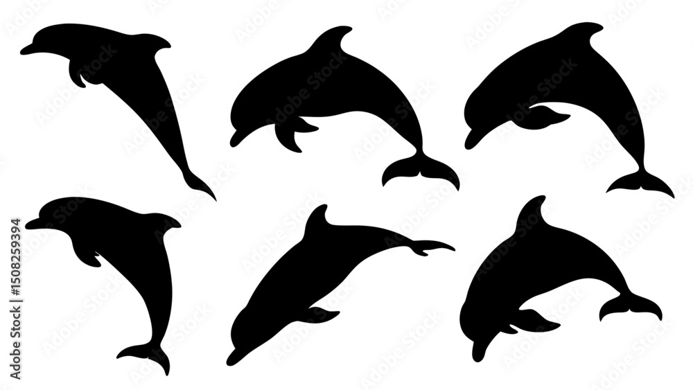 Naklejka premium set of dolphin silhouettes