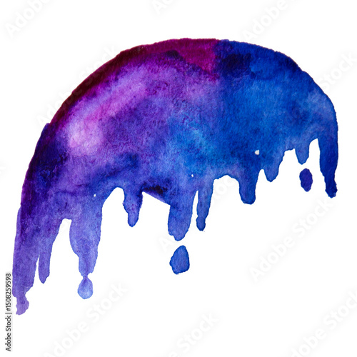 Violet Hand Drawn Watercolor Drops Round Banner