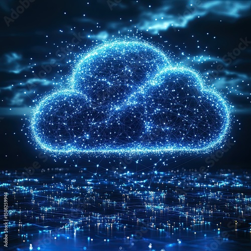The glow of digital promise A cloud of interconnected data points shaping our modern future with its crisp lines and
