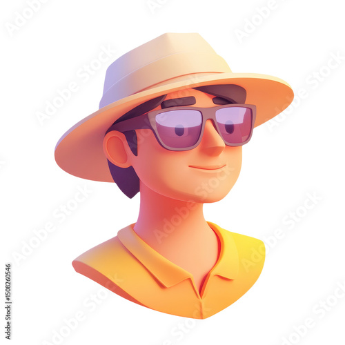 Stylish Man with Hat and Sunglasses: A Summer Portrait of Youthful Fashion, Travel and Tourism, and a Trendy Lifestyle for Attractive Vacation and Holiday Trips