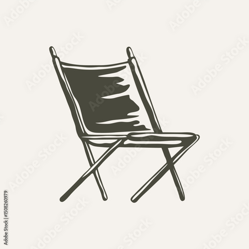 CAMPING CHAIR LOGO ICON ELEMENT ILLUSTRATION