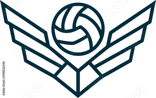 Volley Logo - Volleyball winged crest emblem design