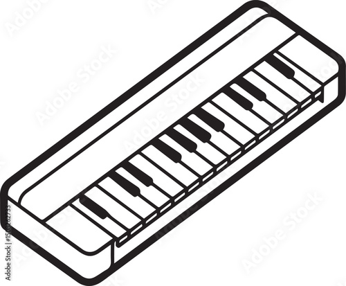 piano keys outline vector illustration line art	