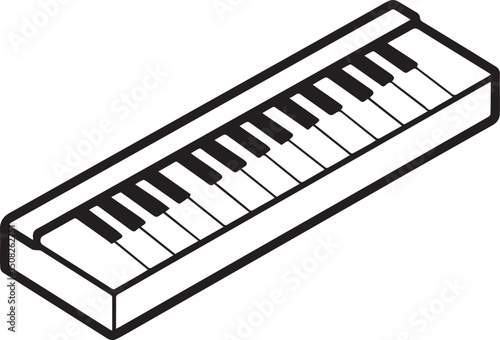 piano keys outline vector illustration line art	