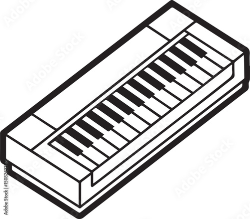 piano keys outline vector illustration line art	