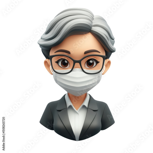 Professional Woman in Mask: Covid Protection & Business Portrait. Safety First! Shielded Employee, Pandemic Prevention, Corporate Health & Care. Stay Safe & Healthy!