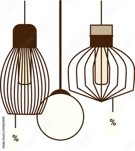 Lampes pendantes avec étiquette de prix