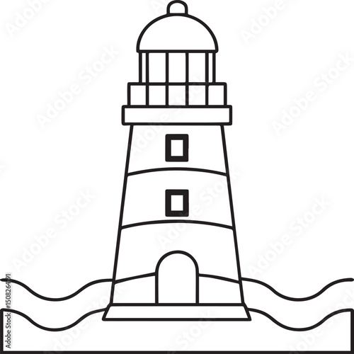 Geometric Lighthouse outline vector illustration line art	