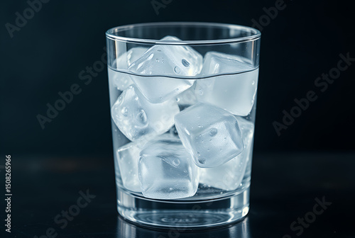 Chilled water with ice served in a clear glass, styled cleanly for hydration visuals