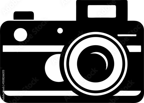 Camera With Flash Silhouette Vector Illustration