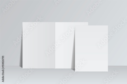 Open Leaflet, bi fold mockup template .Blank paper, thank you card, notecards, note paper, greeting card, wedding invitation, postcard, brochure or any creative work for presentation of your design
