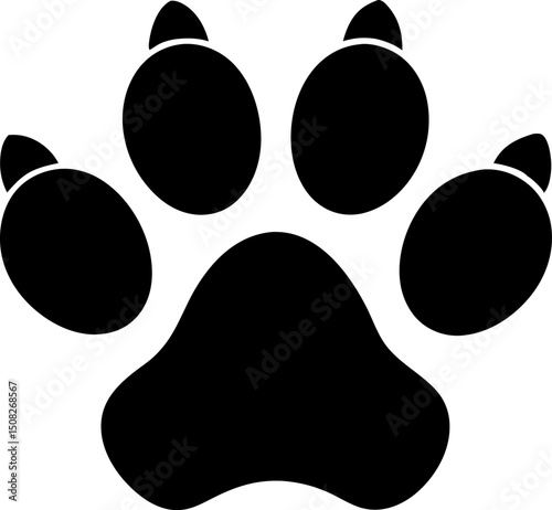 Dog Paw Print Silhouette Vector Illustration 