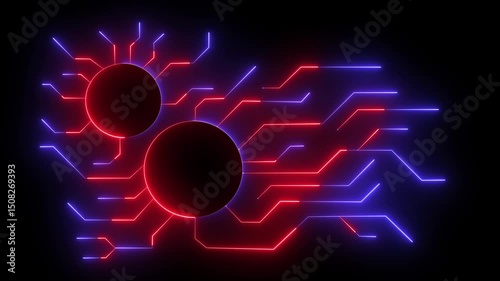 Futuristic Glowing Circuit Board Animation | Tech Neon Background Loop
