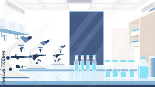 Scientific laboratory interior in modern flat style design