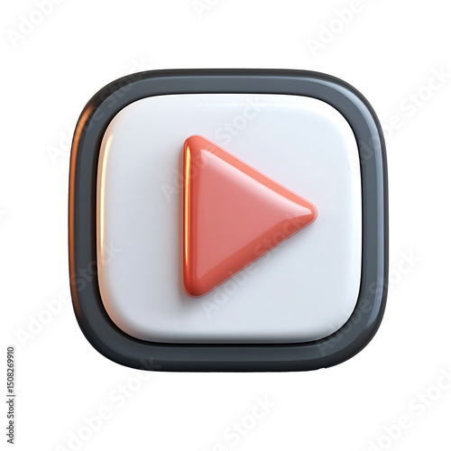 Plastic 3d icon of player in a minimalistic style for the interface of applications and web pages. Player concept button