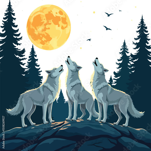 Triple Mooncall A Wolf Trio's Night Song