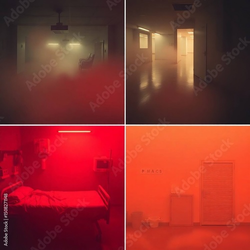 Thick Fog and Warm Tones in Pandemic Imagery – Empty Hospitals and Isolated Urban Scenes

