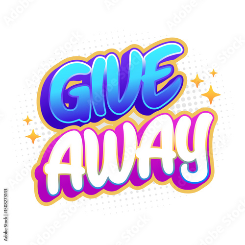 Eye-catching giveaway text label graphic element with vibrant colors